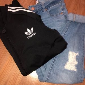 Adidas jacket and jeans